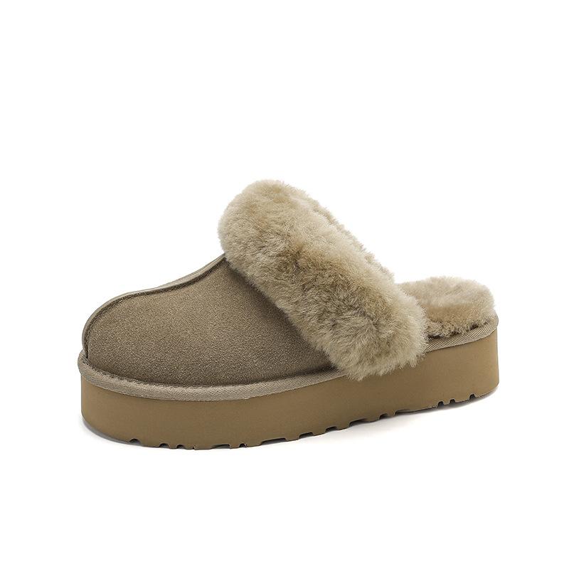 Henan Sangpo fluffy slippers thick-bottomed outer wear women's autumn and winter new sheepskin and fur integrated warm and velvet wool slippers