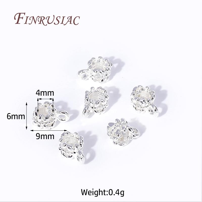 18K Gold Plated Spacer Beads Pendant Charms Bail Brass Metal Large Hole Bail Beads For DIY Jewelry Making Findings Accessories