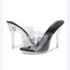 Transparent Crystal Heel High Heel Sandals Fairy Style Thin Heel Fish Mouth Sandals European and American Summer New Model Show