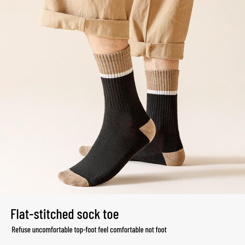 Men's Thick Terry Knit Socks: Warm, Casual Cotton for Autumn/Winter, Ski, and Mountaineering Cold Protection
