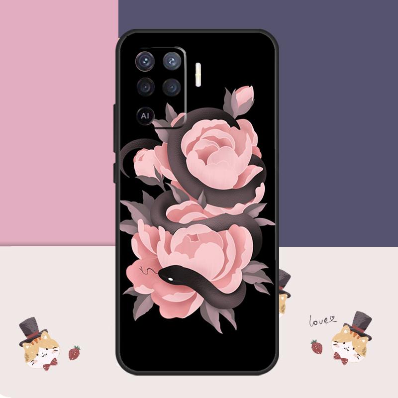 

Snake Flower Case For OPPO A18 A58 A78 A98 A16 A76 A96 A17 A57 A77 A54 S A74 A53 A5 A9 A93 A52 A72 A15 OPPO A94 5G