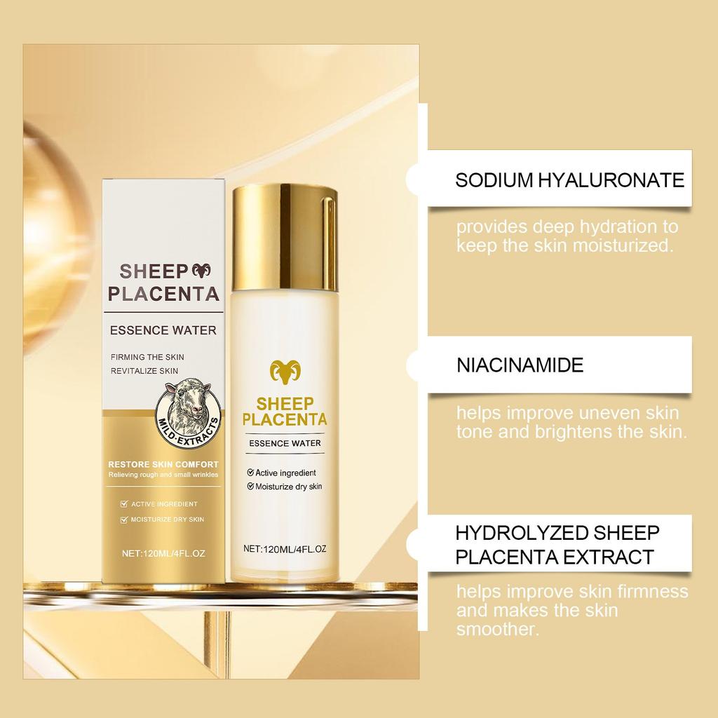 Sheep Placenta SERUM Water, Moisturizing, Firming And Moisturizing Water, Smooths The Skin And Smooths Fine Lines,120ML
