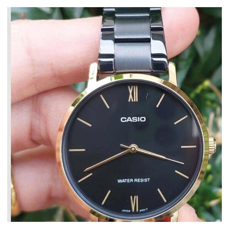 Casio STANDARD Series Classic, Simple, Exquisite and Fashionable Black Women's Watch, Three-fold Buckle Waterproof, Quartz Movement, LTP-VT01GB-1B