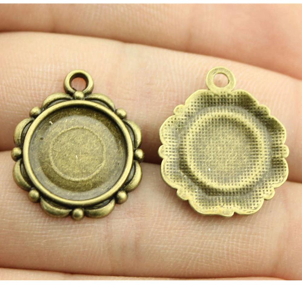 Fit Round 16mm Glass Cabochon Base Setting Tray Accessories Parts Men's Jewellery Bulk Original Cheapest Items