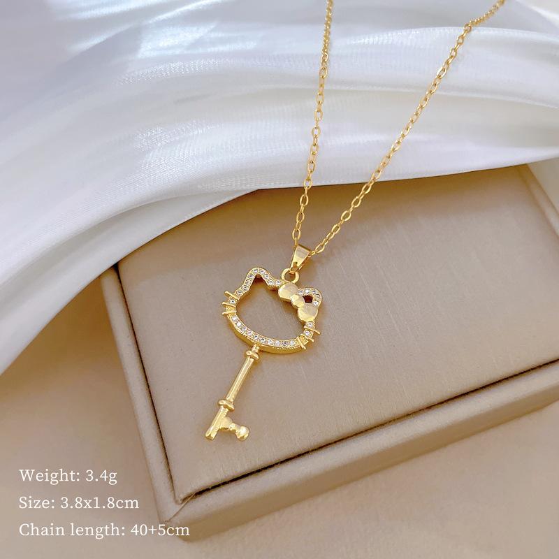 Lucky Necklace Women'S Copper Micro-Inlaid Real Gold Electroplating Simple And Exquisite Clavicle Chain Neck Chain