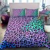 Purple Leopard Print Duvet Cover Color Bedding Set Three-Piece 3D Digital Printing Kit