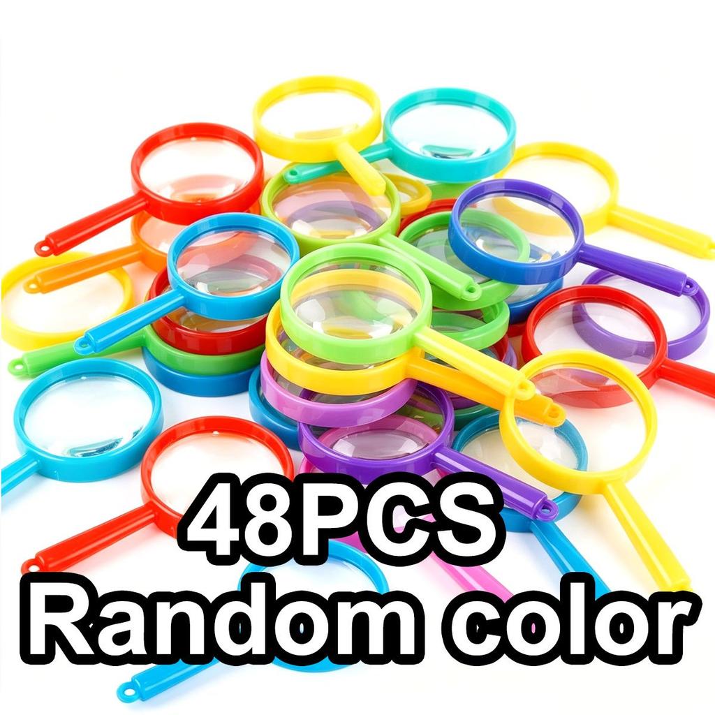 48pcs 2inch Plastic Handheld Magnifiers - Colorful Magnifying Glasses with Clear Lens for Outdoor Nature Exploration, ZSY