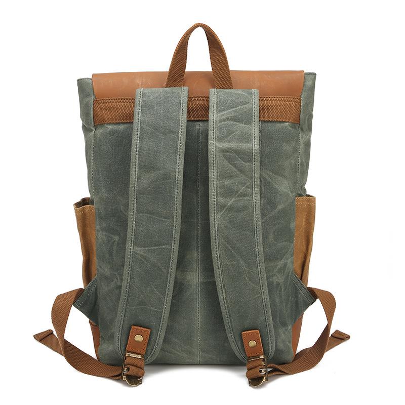 Retro Waterproof Leather & Oil Wax Canvas Backpack - High Quality Multifunctional Computer Bag