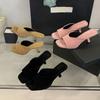 Fashion Eilyken Summer Fashion Square Toe Women Slippers Fashion Thin Low Heels Slide Shoes Elegant Party Dress Zapatos De Mujer