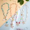 Bohemian Vacation Style Shell & Starfish Pendant Necklace with Dopamine Bead Colors for Women