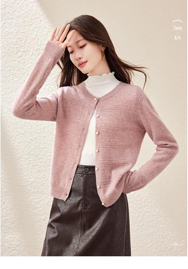 Shexi Women's 100% Cashmere Jacquard Cardigan