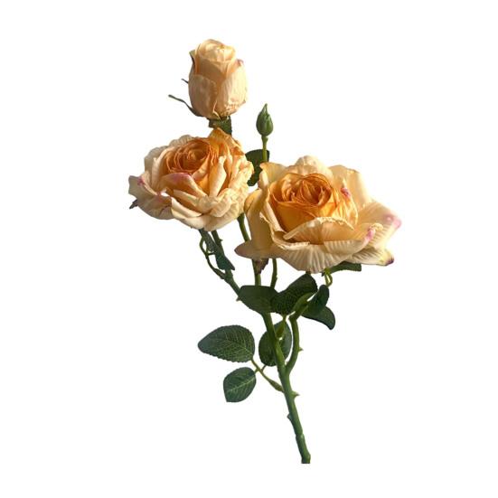 Artificial Flowers 3-Headed French Rose Realistic False Flowers Indoor Outdoor Decoration Wedding Garden Event Photography Props