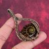 Ammonite fossil pendant copper wire wrapped gemstone pendant handmade pendant copper jewelry decent pendant gifts for him wire wrap jewelry