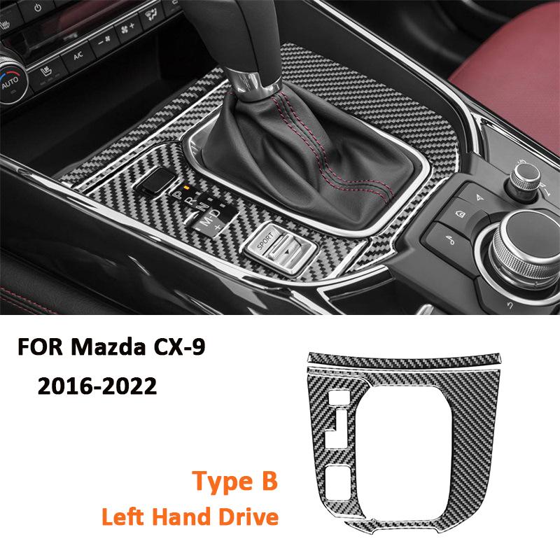 For Mazda CX-9 2016- Carbon Fiber Car Center Console Gear Shifter Panel Trim Frame Decoration Sticker Interior Accessories