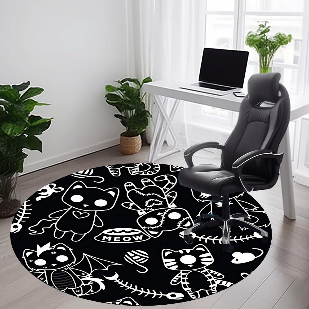 1PC Cat Halloween Office Round Area Rug, Mat Suitable For Office, Under Office Chairs Bedroom Living Room Home Decor, Room Deco