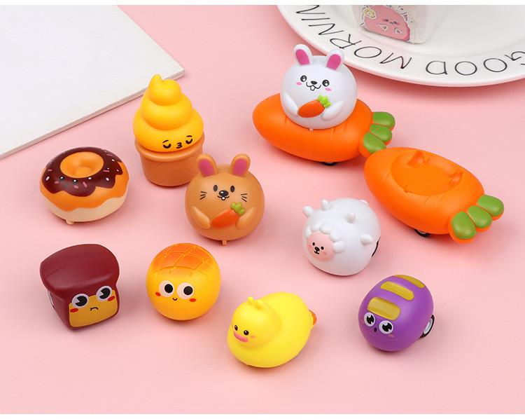 Bread Doughnut Plastic Emoji Toy Car With Pullback Action For Kids Gift And Interactive Play