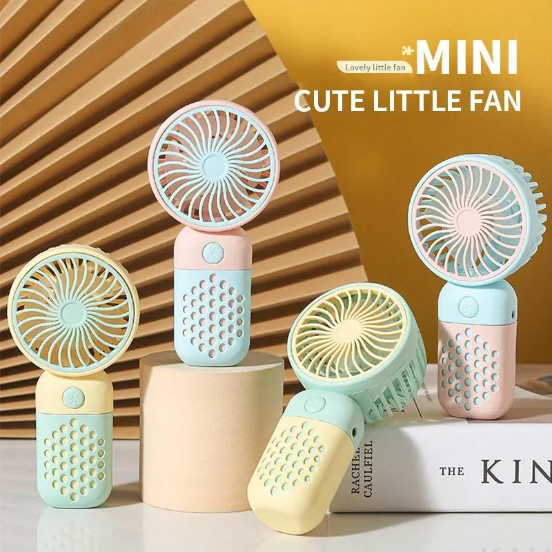 2025 New USB Handheld Charging Fan Cartoon Cute Small Student Charging Small Fan Portable Mini Fan Mini Pocket