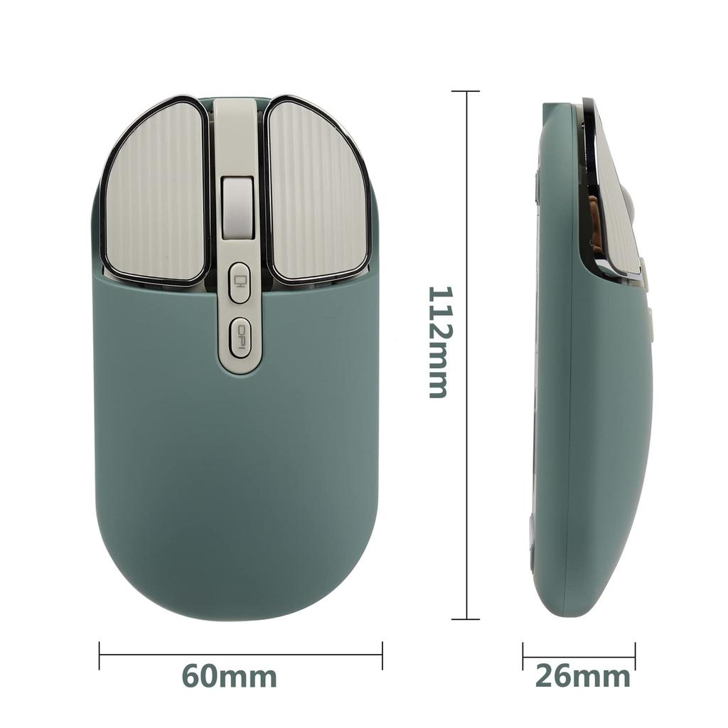 M203 USB Wireless Bluetooth Dual Compatible with Android Microsoft and Green 2.4GHz 5.1 Mouse, Mode, Quiet, Ultra-Thin, Rechargeable, iPhone, iPad,