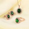Bestselling Classic Jewelry Aaa Cubic Zirconia Emerald Wedding Jewelry Set Rose Gold Plated Accessories