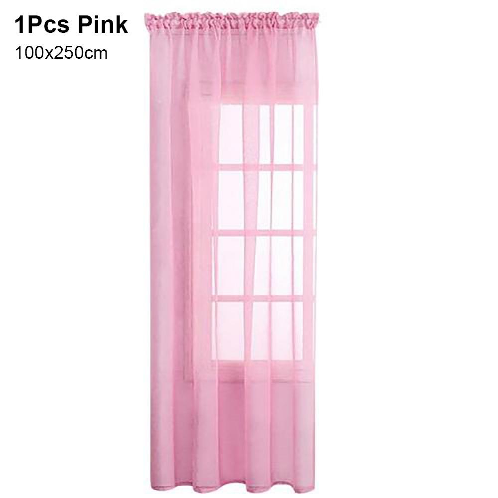 1/2Pcs Rod Pocket Voile Sheer Curtain Door Drape Shades Living Room Bedroom Kitchen Decoration