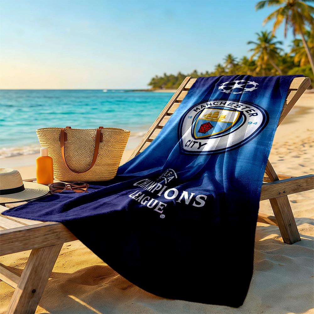 Telo Mare Manchester City Fc Super Morbido Microfibra Tessuto Asciugatura Rapida Confortevole Leggero Adatto per Nuoto, Palestra, Campeggio, Yoga Vacanza