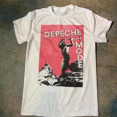 Maglietta bianca a maniche corte vintage Depeche Mode per tour di musica rock