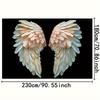 2D angel wing theme background cloth, golden feather details, black background photography decoration, wall decoration