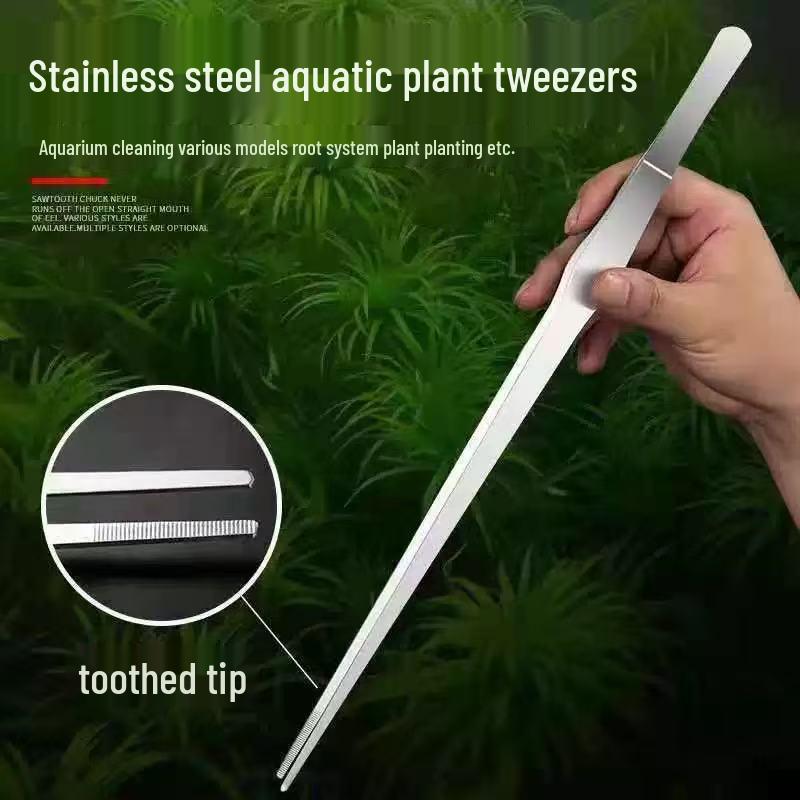 Stainless Steel Aquatic Plant Trimming Set: Tweezers, Scissors, and Planting Clips for Fish Tank Aquascaping