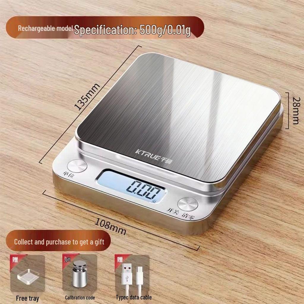 High-Precision 0.01g Rechargeable Kitchen & Baking Scale
