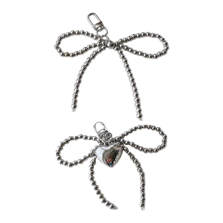 Fashionable Bead Bowknot Phone Charm Keychain Cellphone Chain Stylish Pendant Fashionable Bowknot Keychain Accessory