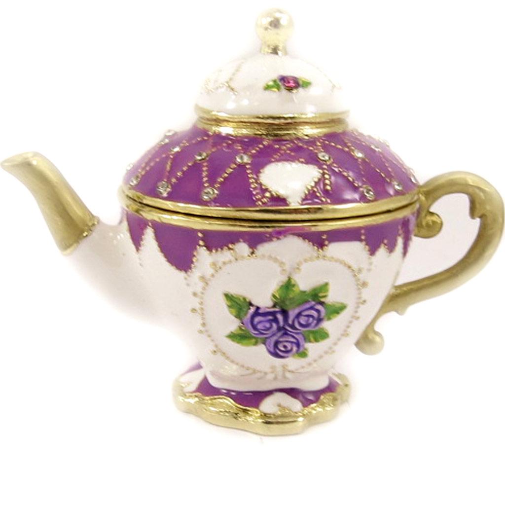 Les Trésors De Lily [K6857] - Cutie de bijuterii „Ceainic” violet-ivoriu