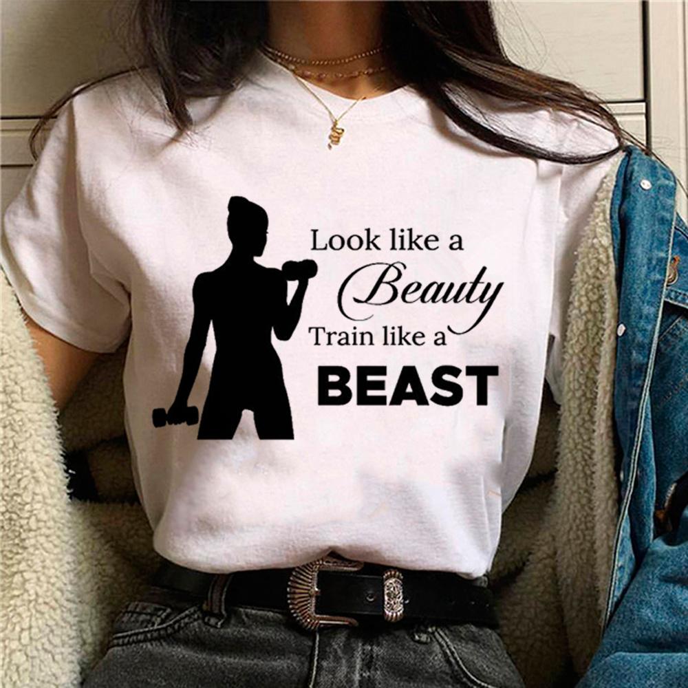 Crossfit Fitness T-shirts Women Manga Graphic Streetwear Top Female 2000s Japanese Designer Clothes