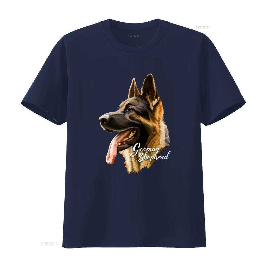 German Shepherd Sharp Dog T Shirt Dogs s Black vintage Washed Top For Everyday Wear fashion Versatile Stretched Breathable