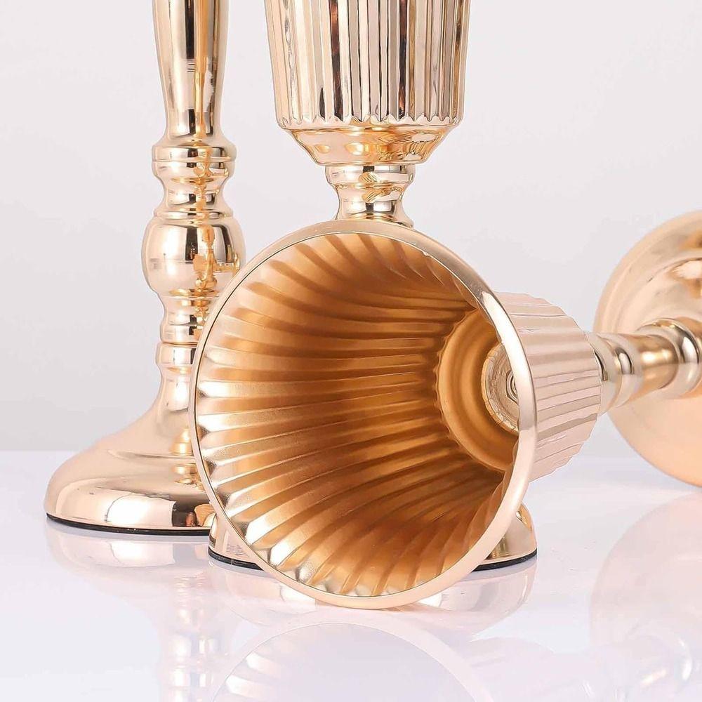 Golden Wedding Flower Vase Decorative Dried Flower Pot Creative Metal Trumpet Vases  Photo Props