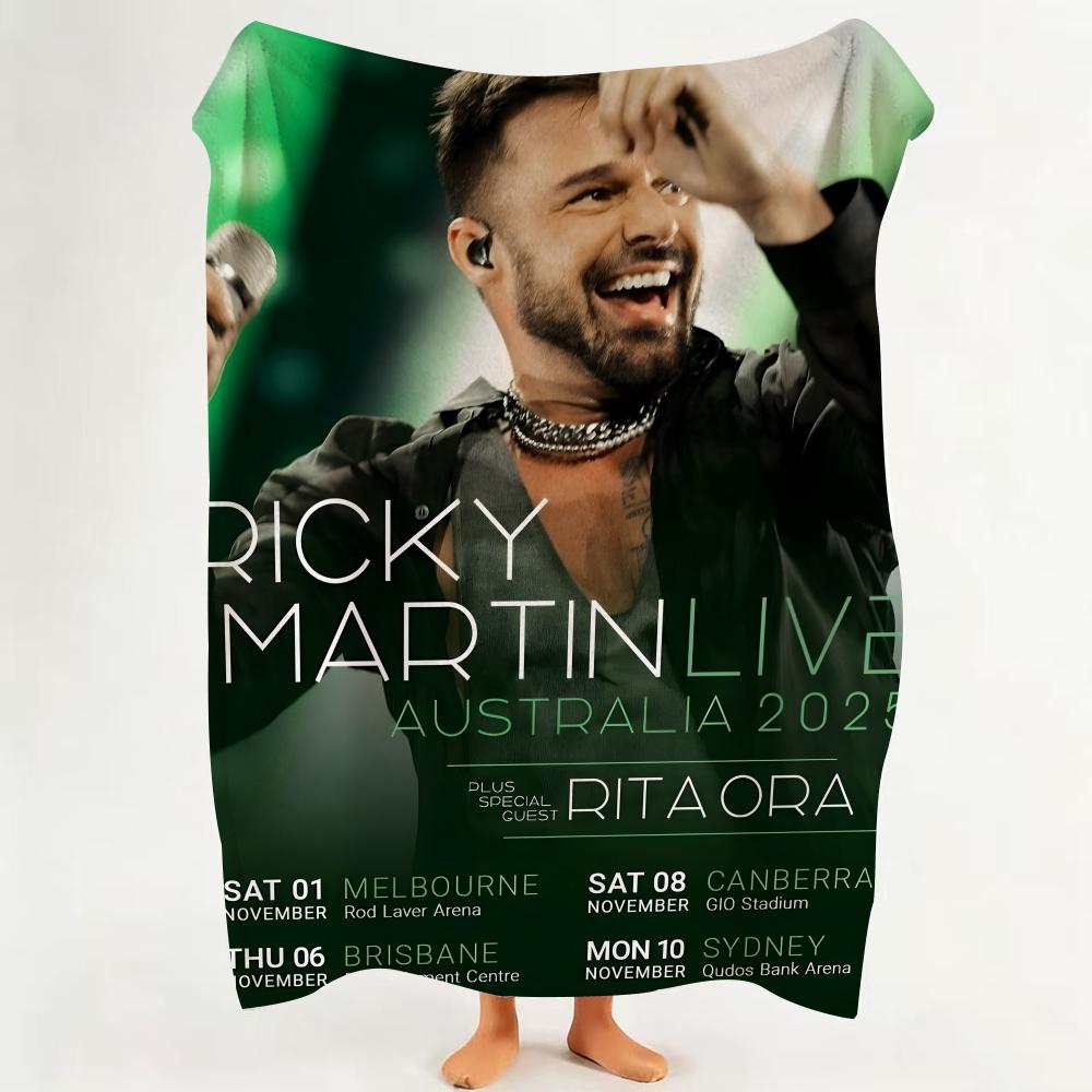 Music RRicky MMartin Throw Flannel Throw Blanket Suitable for Sofa Living Room Bedroom