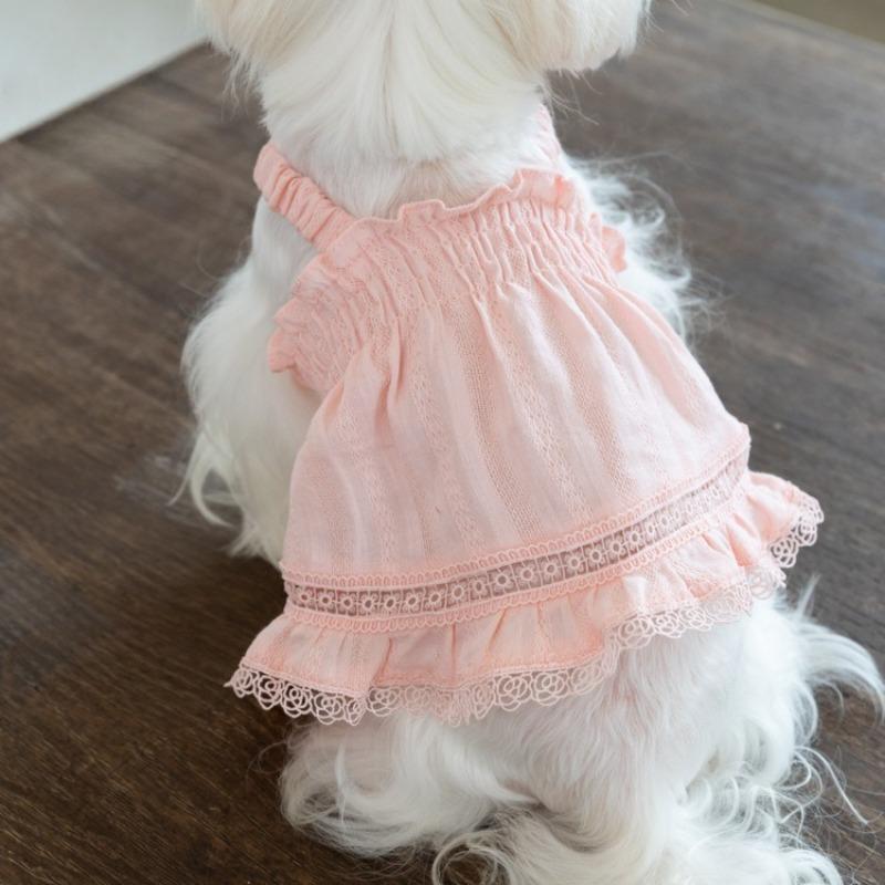 Pet Spring Princess Skirt Lace Strap Skirt Teddy Tank Top Dog Clothes for Small Dogs Puppy Clothes