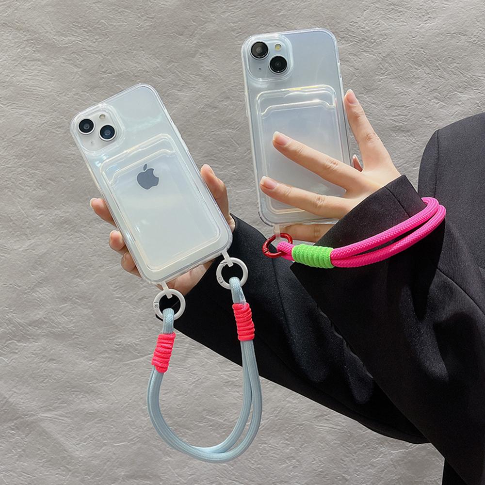 Lanyard Card Holder Phone Case For iPhone 16 Pro Max Funda iPhone 11 15 13 14 12 XR X Xs 7 8 Plus SE 6 15pro 13pro Silicon Cover