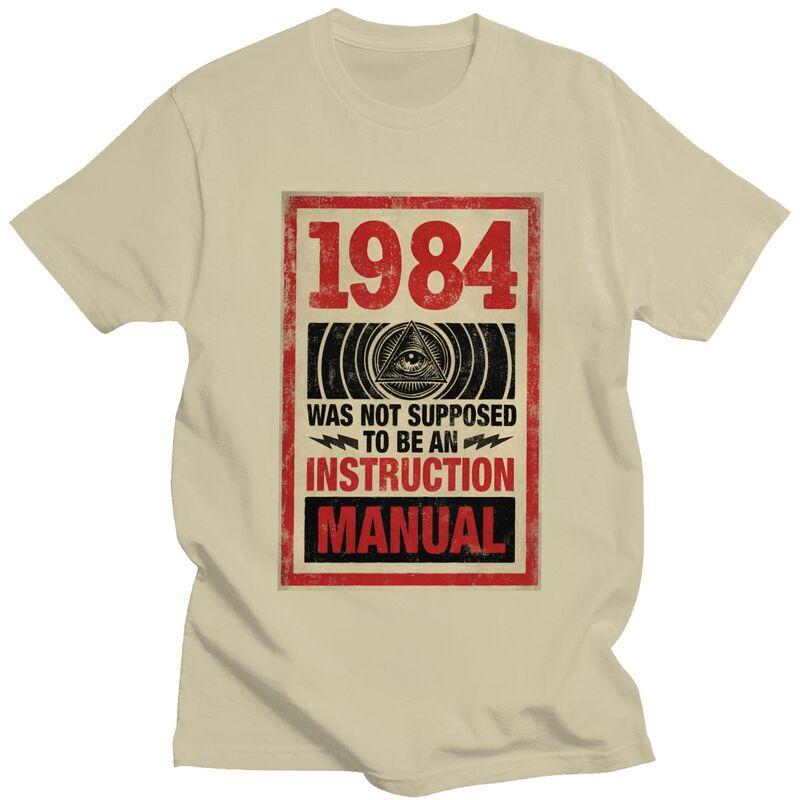 1984 George Orwell Big Brother T Shirt for Men Short Sleeves Novelty Awesome Clothing Streetwear Summer 100 Cotton Tee Tops
