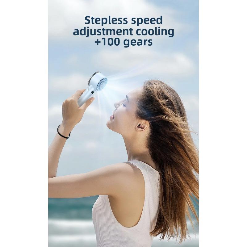Ice Compress High-speed Cooling Fan Handheld Fans USB Rechargeable Portable Mini Fan LED Digital Display, Travel,Camping,Outdoor