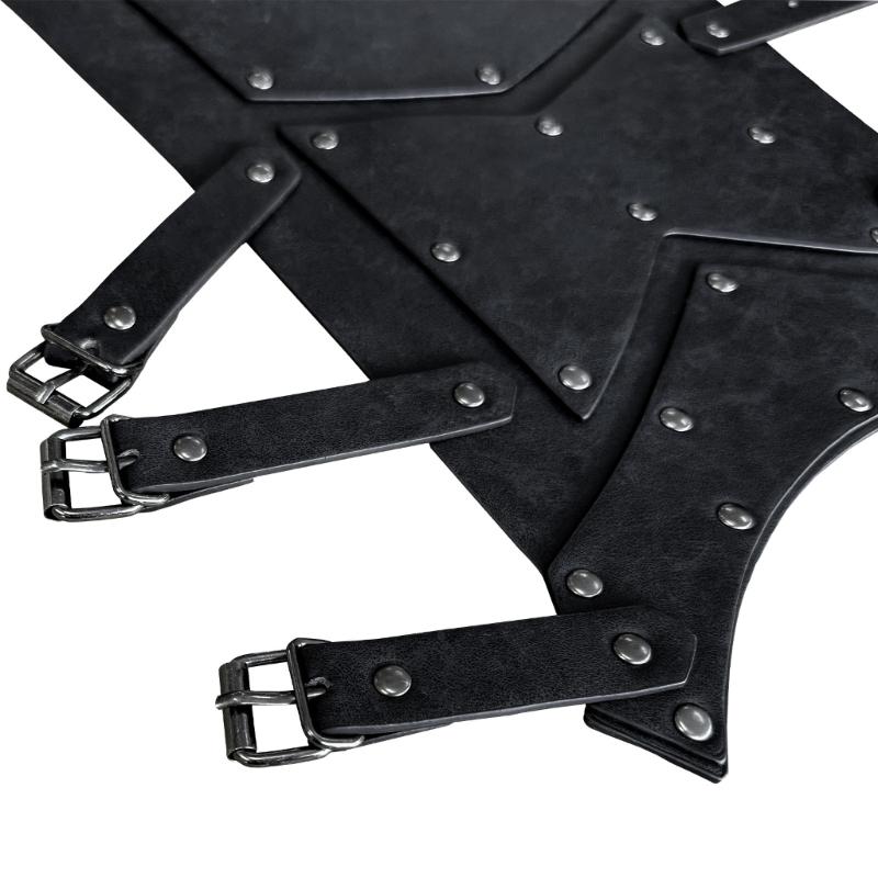 Medieval Faux Leather Leg Guards Vintage Studded Leg Gaiters with Adjustable Straps for Cosplay and LARP Enthusiasts