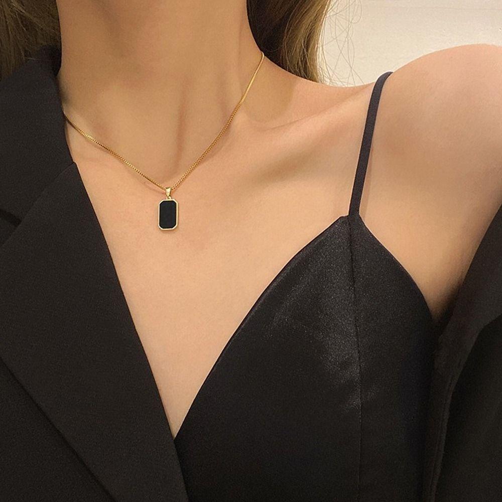 Simple Pendant Necklace Titanium Steel Choker Fashion Gold Necklace  Women