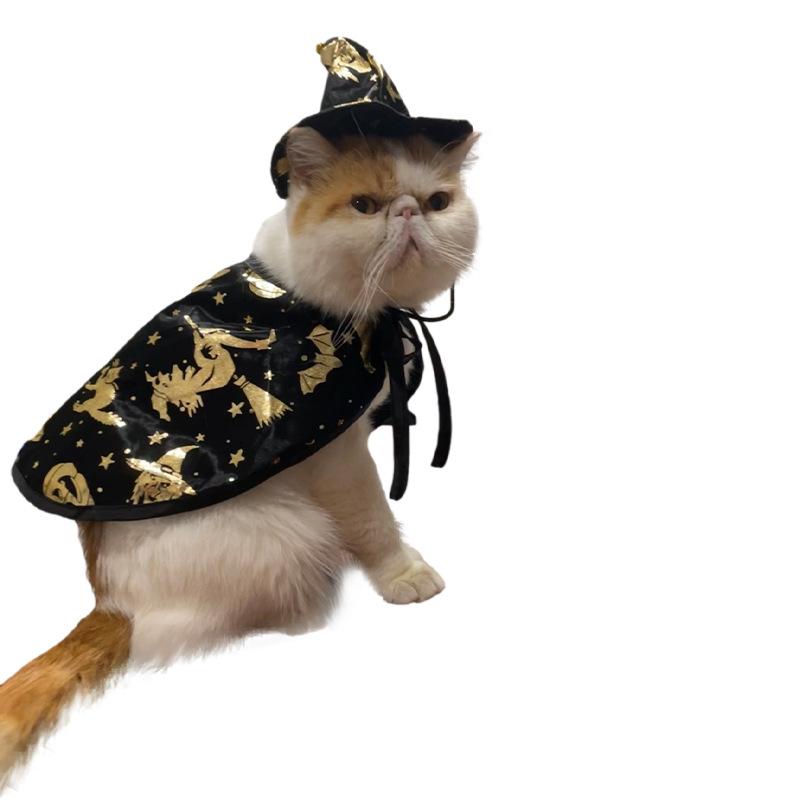 Haustier Halloween Kostüme Hunde Katzen Halloween Hexe Haustierkostüm Umhang Hut Halloween Vampir Umhang Zauberer Katze Cosplay Kleidung Bekleidung