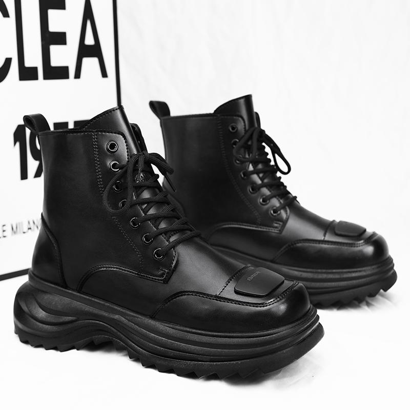 

Мужские кожаные ботинки осень-зима мода белые повседневные туфли для мужчин высокие уличные ботинки ботильоны мужские уличные кроссовки ботинки 39 чёрный