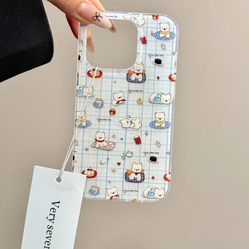 Cartoon West Highland Terrier Phone Case With Wobbly Bone Stand IPhone 17 Pro Max 16 15 14 13 Silicone Full Cover