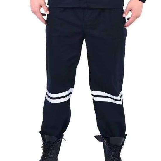 2Pcs/Set High Visibility Working Jacket Pants Set Lapel Long Sleeve Zipper Placket