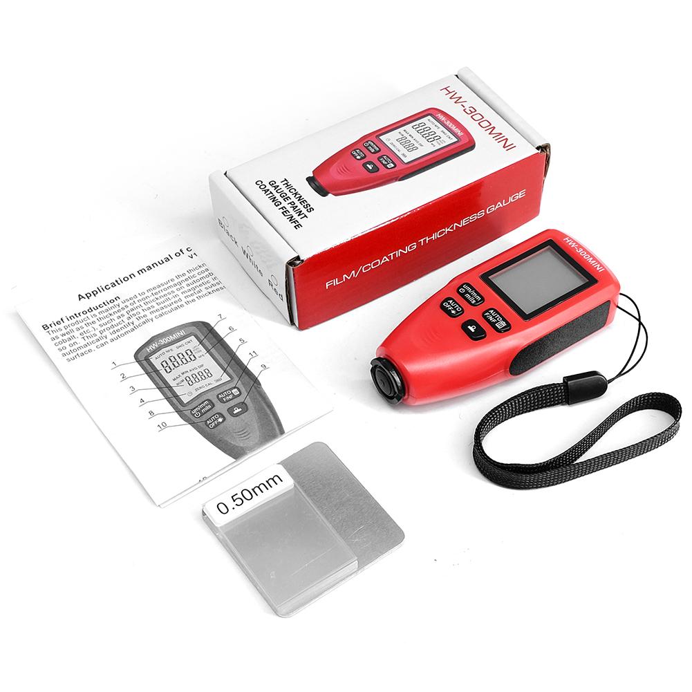 HW-300MINI Coating Thickness Gauge 0-2000UM Car Paint Film Tester Digital Auto Paint Gauge Meter Portable for Cars Auto Vehicle