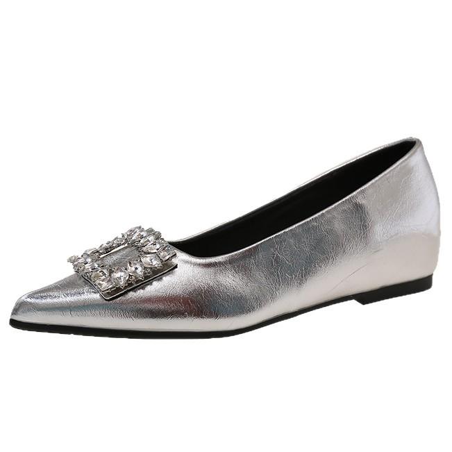 Inner Height Increase French Single Shoes Women's Shoes Spring and Autumn 2025 New Rhinestone Buckle Fairy Style with Skirt Temperament Ladyshoes