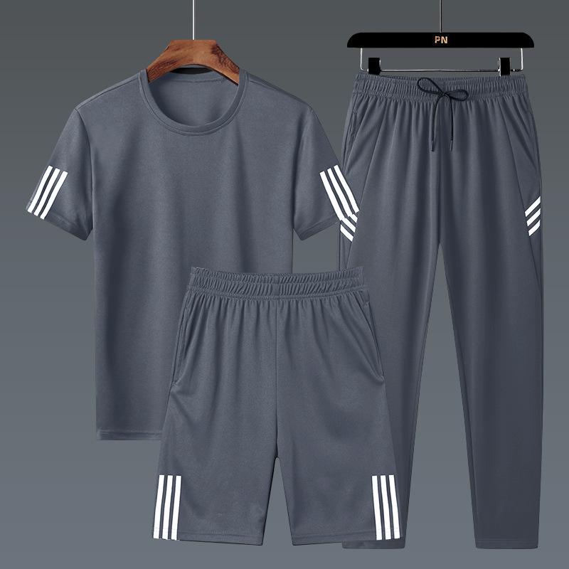 Three-piece Tracksuit for Men Summer New Trend Sportswear Shorts