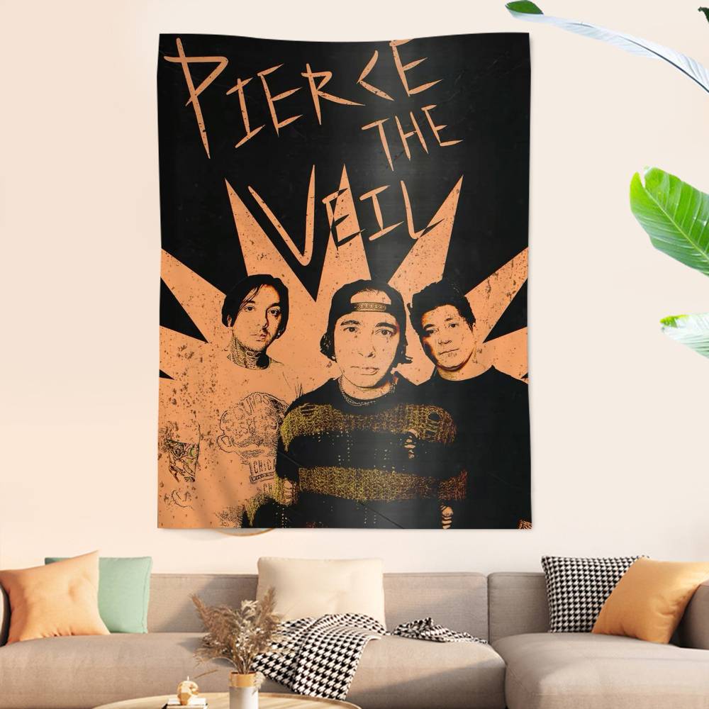 P-Pierce The Veil Band Anime Tapestry Hippie Flower Wall Carpets Dorm Decor Cheap Hippie Wall Hanging