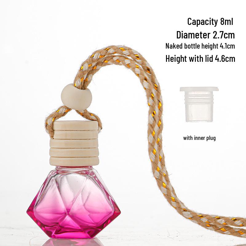 Gradient Car Air Freshener Glass Pendant, Transparent Aroma Diffuser Bottle, Empty for Fragrance 